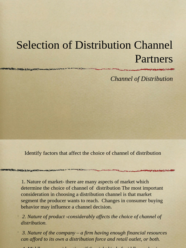 Factors in Distribution Channel Selection | PDF | Marketing | Business