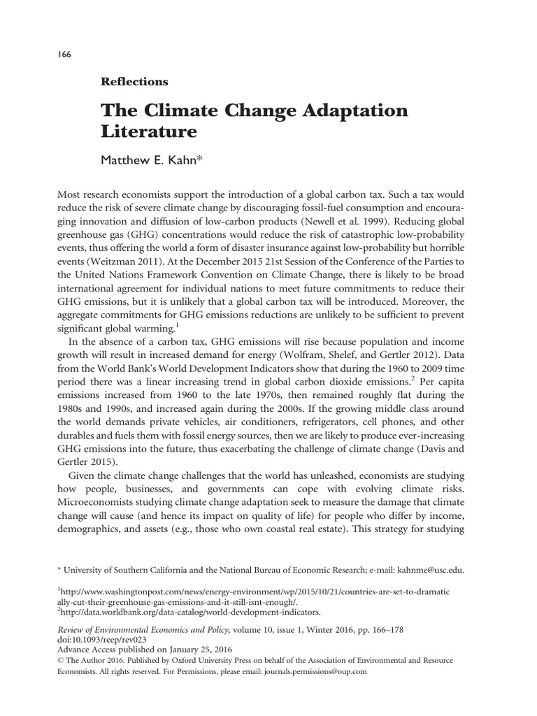 The Climate Change Adaptation Literature | PDF