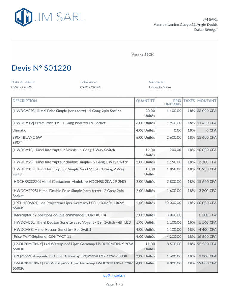Devis S01220 | PDF