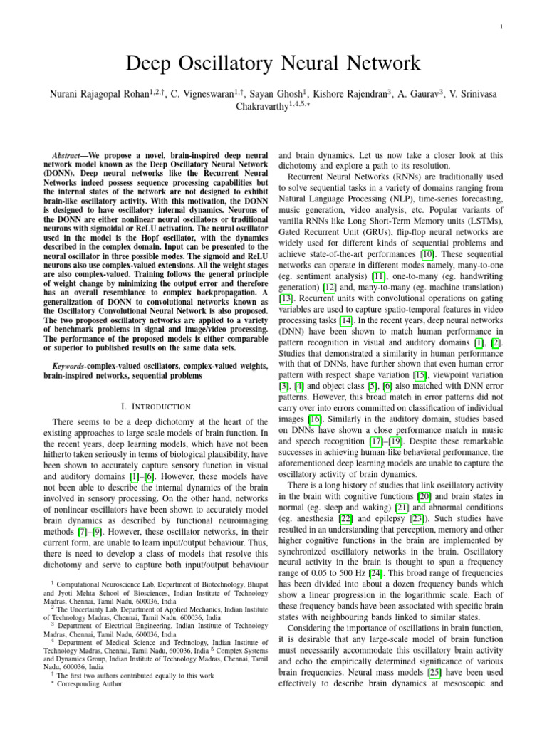 Deep Oscillatory Neural Network | PDF
