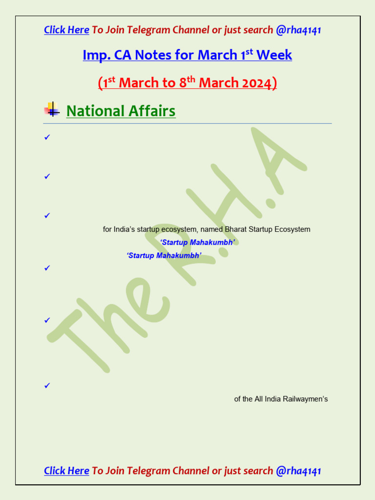 March 2024 1st Week Complete Notes (Prepared by RHA) | PDF