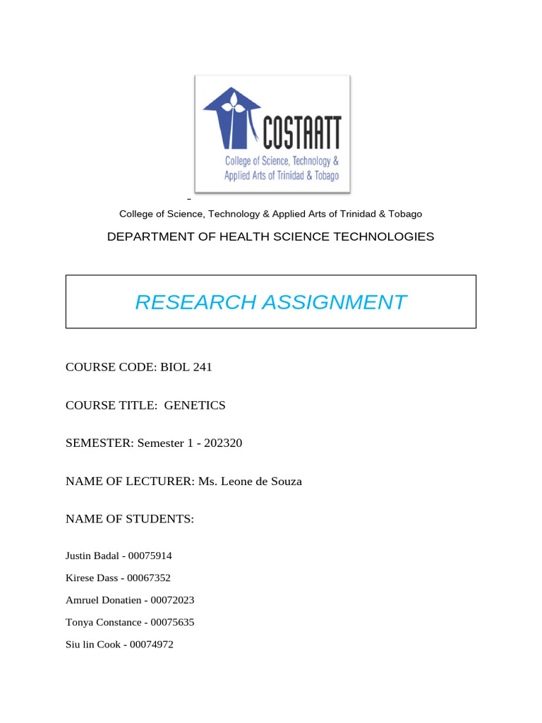 Genetics Research Project Group1 | PDF