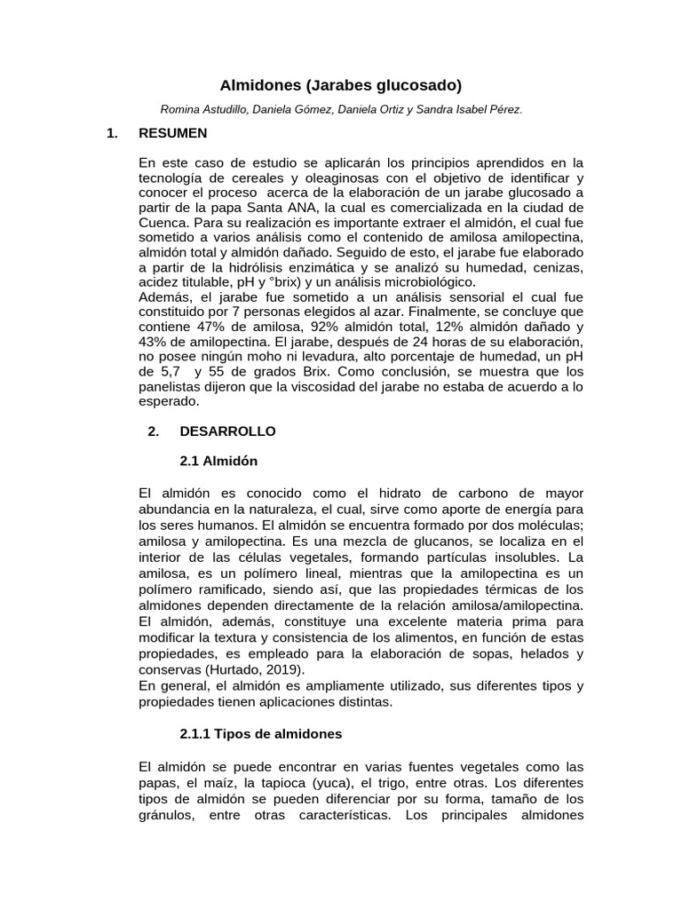 Almidones. Caso 3 | PDF