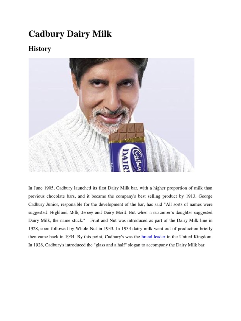 Cadbury Dairy Milk History PDF Food Industry Foods