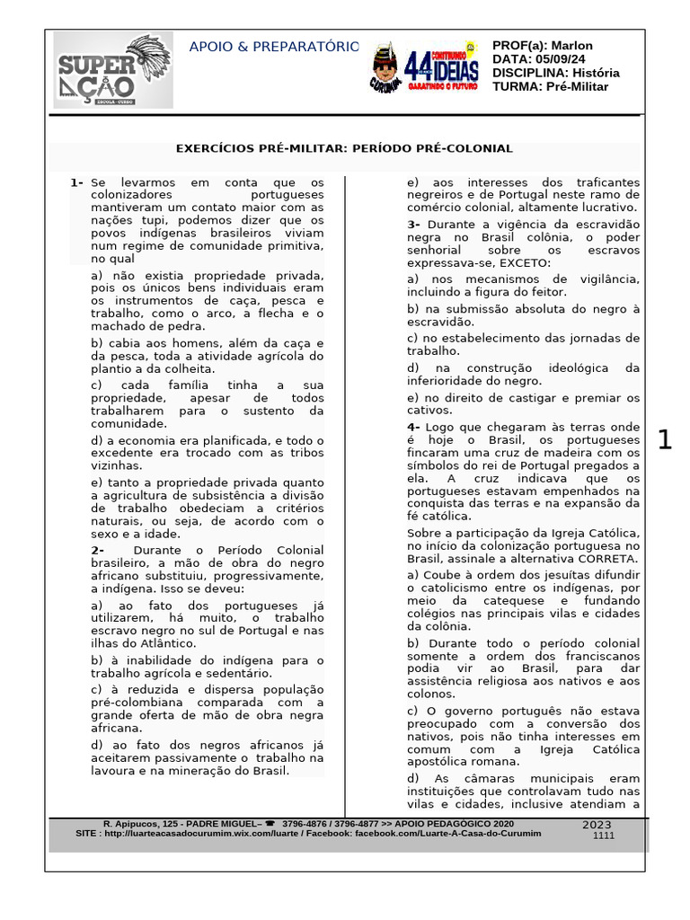 Exercicios pré-militar 06-09 | PDF