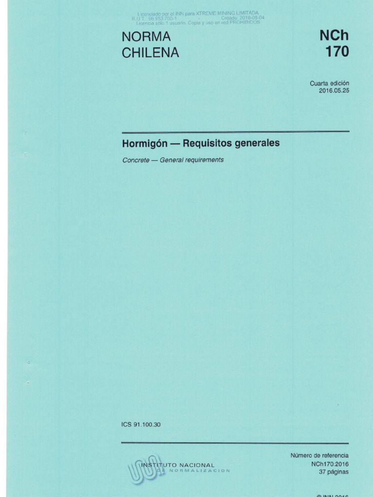 Norma NCH 170 Of2016 | PDF