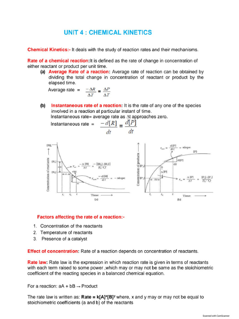 UNIT 4 hemical Kinetics Notes | PDF