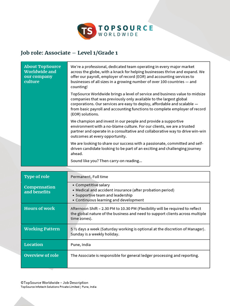 Associate - Level 1 - Grade 1 - SAP - RTR | PDF