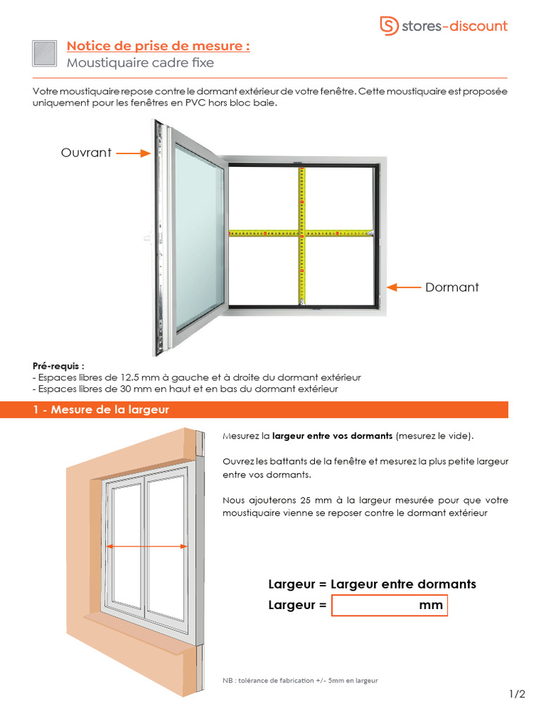 Notice de Prise de Mesure Moustiquaire Cadre Fixe | PDF