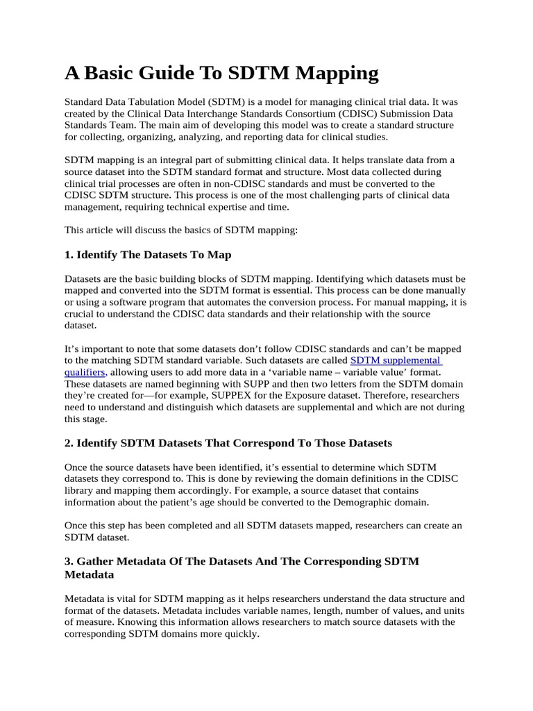 Cdisc sdtm a basic guide to sdtm mapping pdf
