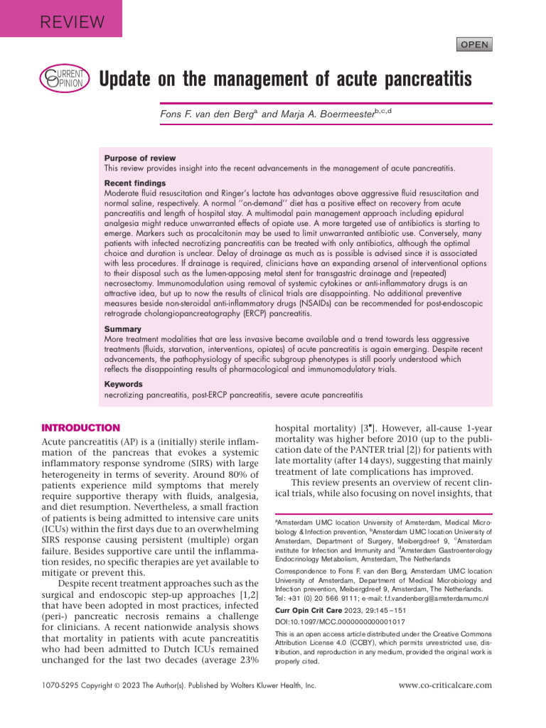 Update On The Management of Acute Pancreatitis.16 | PDF