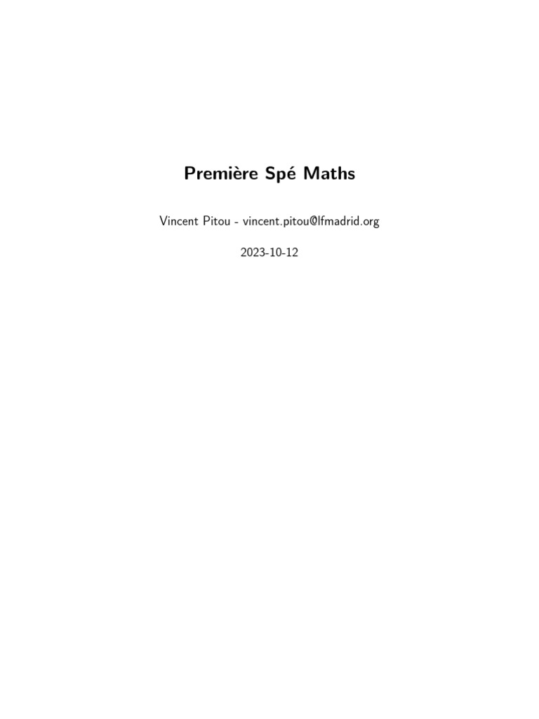 Première Spé Maths | PDF