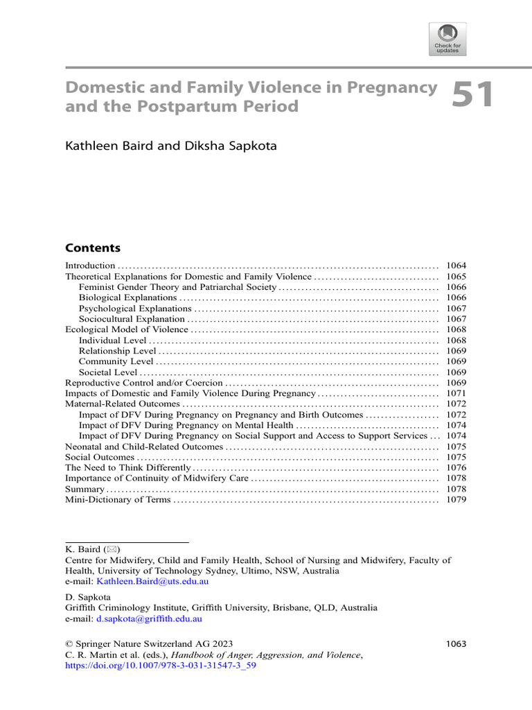 Domestic and Family Violence in Pregnancy and The Postpartum Period | PDF