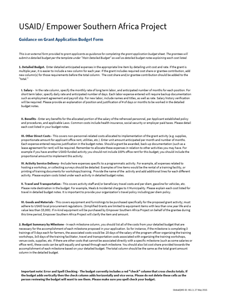 Annex B - Grant Budget Template | PDF