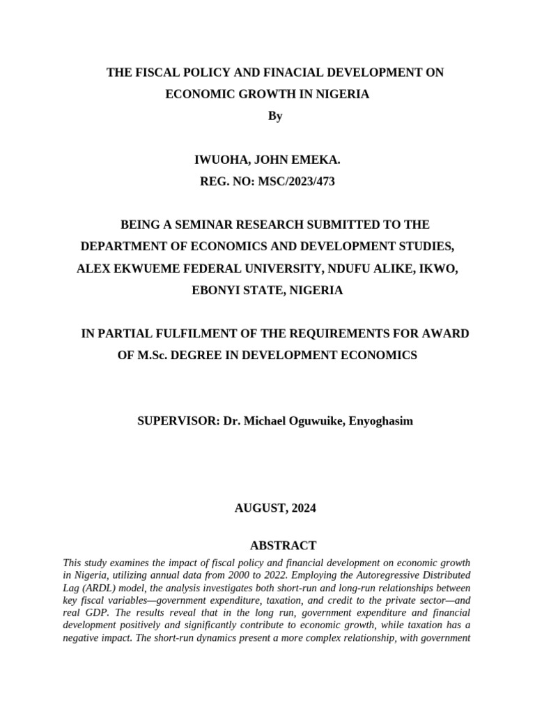 THE FISCAL POLICY AND FINACIAL DEVELOPMENT ON ECONOMIC GROWTH IN ...