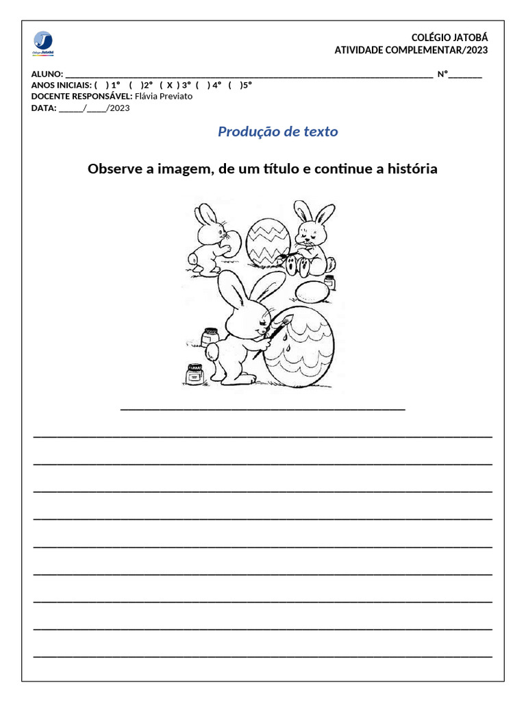 1 - Atividade Português Produção de Texto Páscoa | PDF