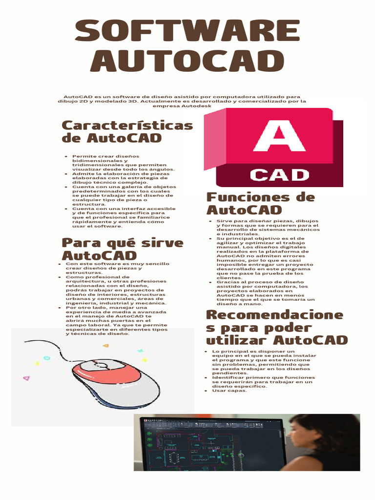 Características y funciones de AutoCAD | PDF | Cad automático | Software