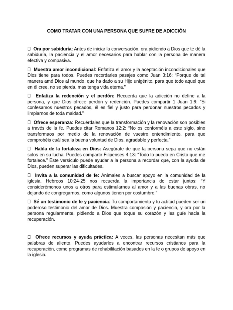Como Tratar Con Una Persona Que Sufre de Adicción | PDF