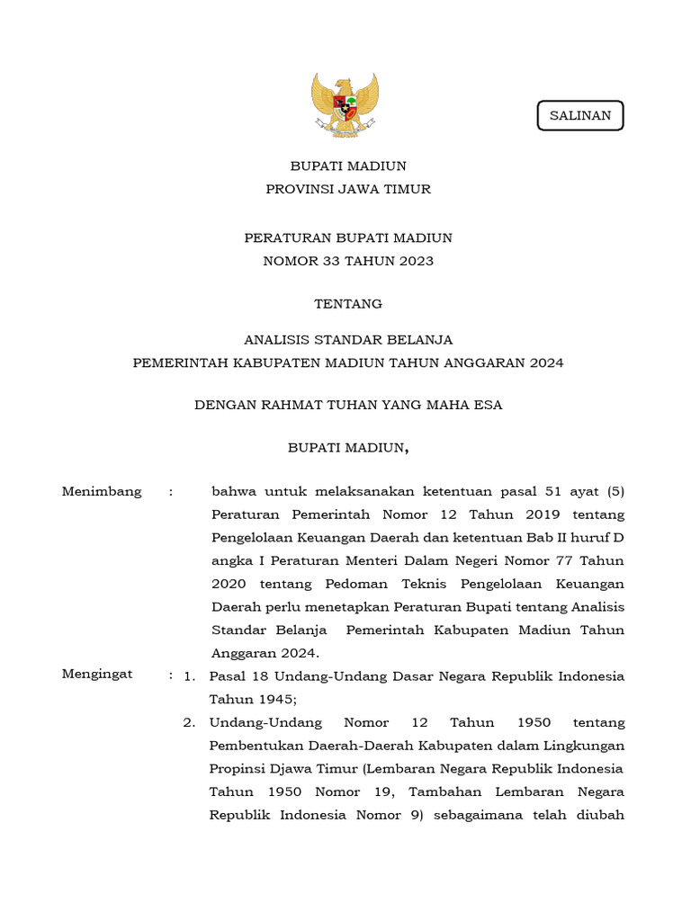 Analisis Standar Belanja 2024 Madiun | PDF