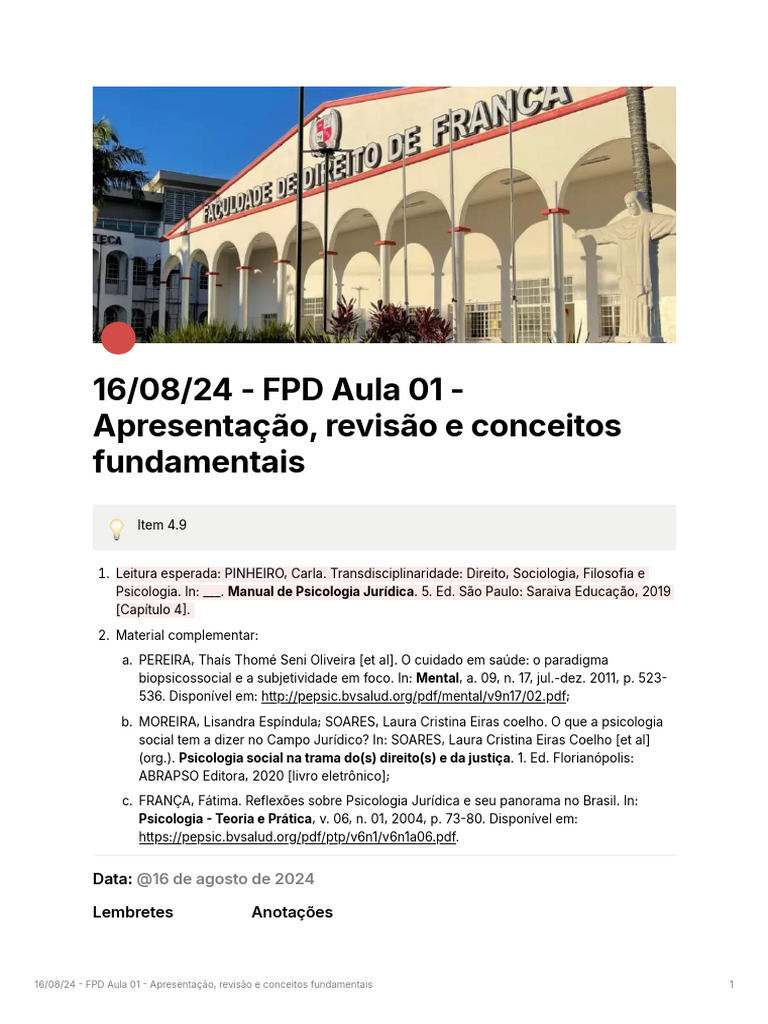 FPD Aula 01 - Apresentao Reviso e Conceitos Fundamentais | PDF
