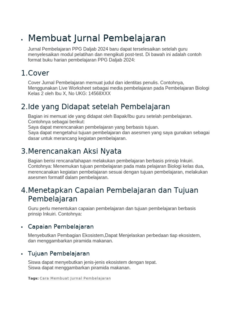 Membuat Jurnal Pembelajaran | PDF