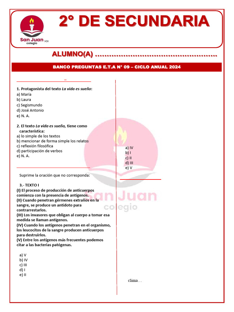 Eta #9 - 2° Secundaria | PDF