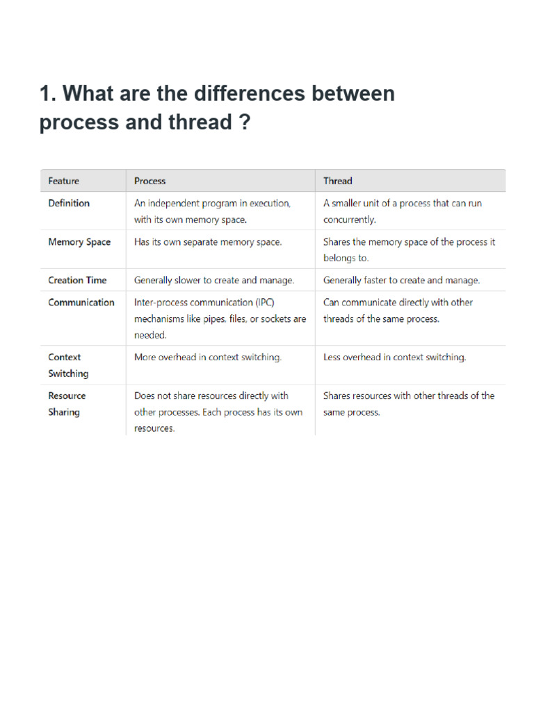 What Are The Differences Between Process and Thread ? | PDF