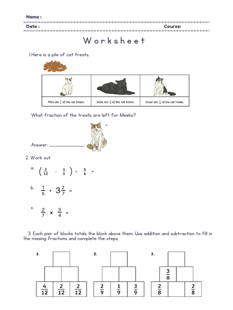 Cat Treats Math Worksheet | PDF | Teaching Methods & Materials