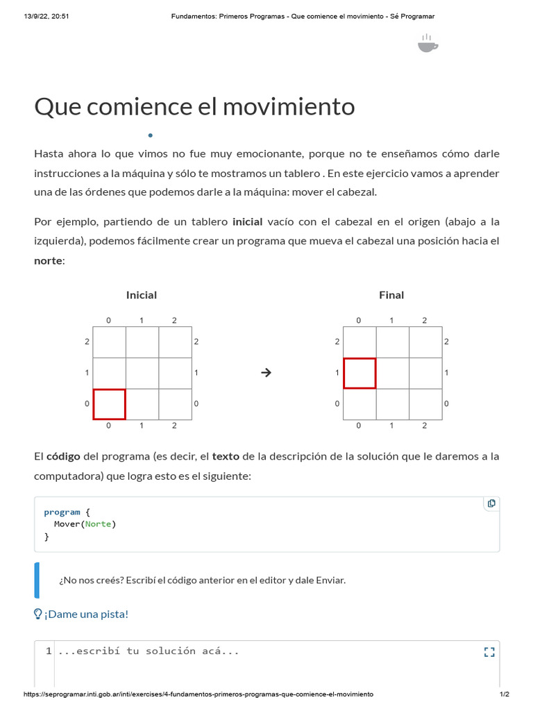 Fundamentos - Primeros Programas - Que Comience El Movimiento - Sé ...