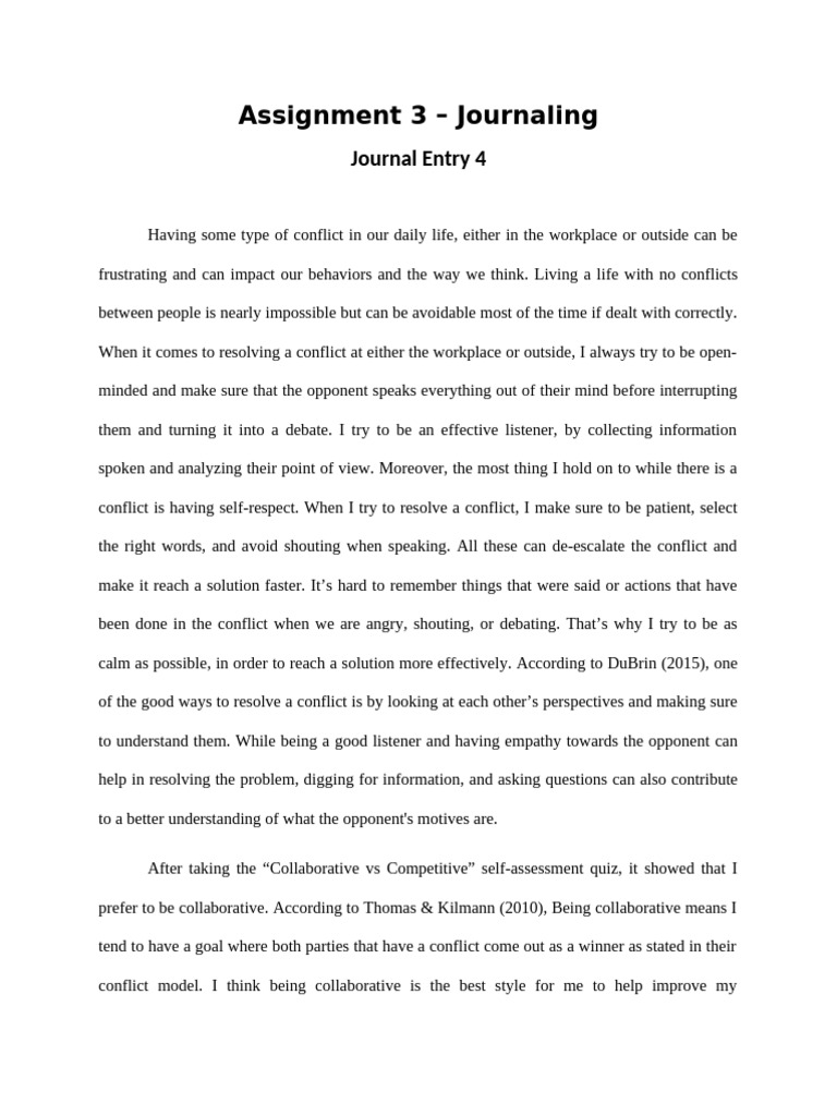 Assignment 3 - Journal Entry 4 | PDF
