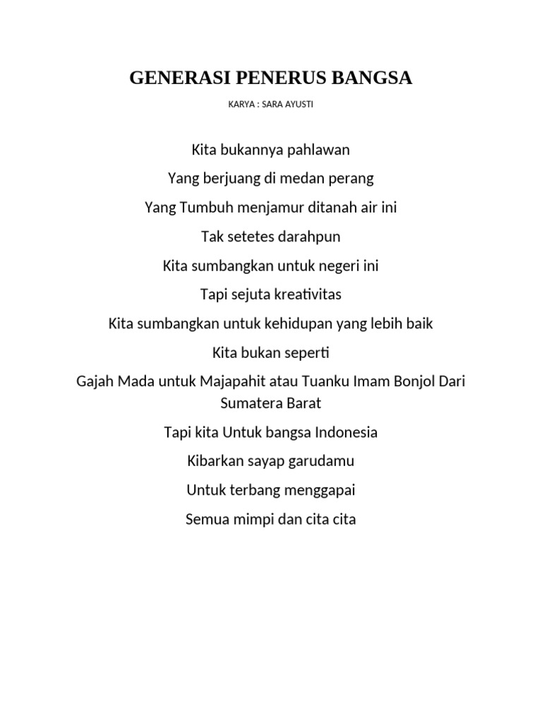 Generasi Penerus Bangsa | PDF