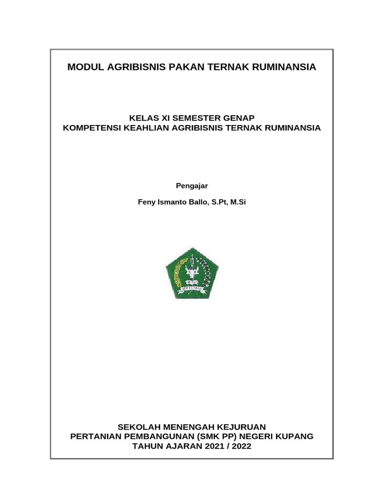 Modul Ajar Agribisnispakan Ternak Ruminansia Pdf