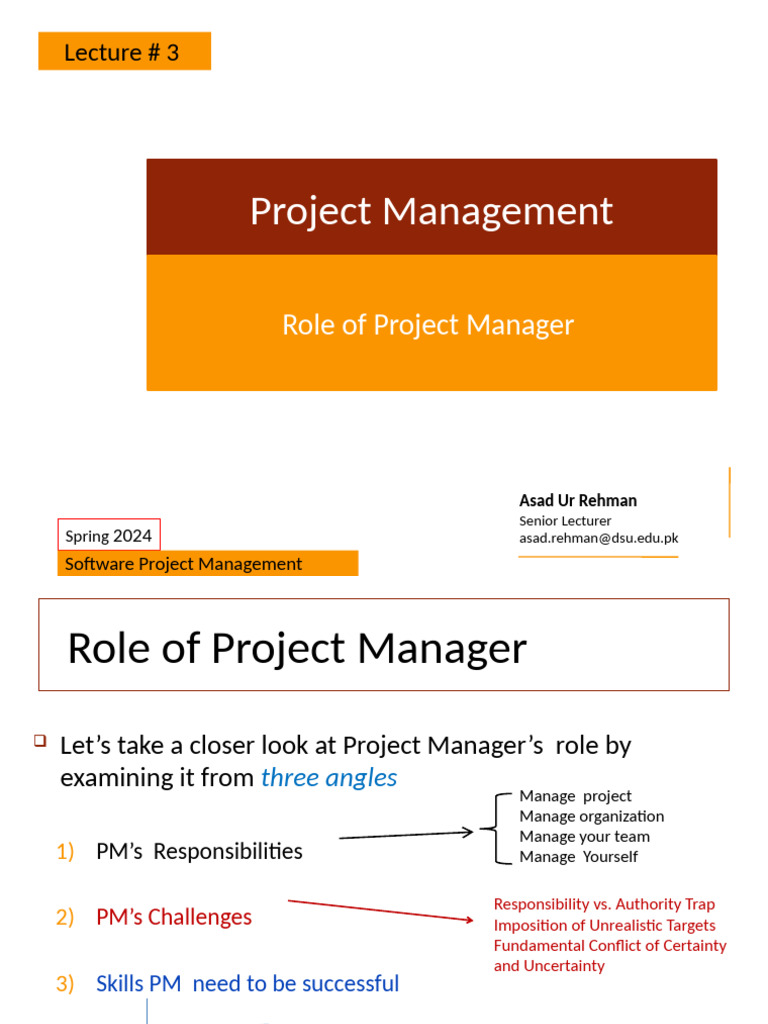 Role of Project Manager in Software Projects | PDF | Project Management ...