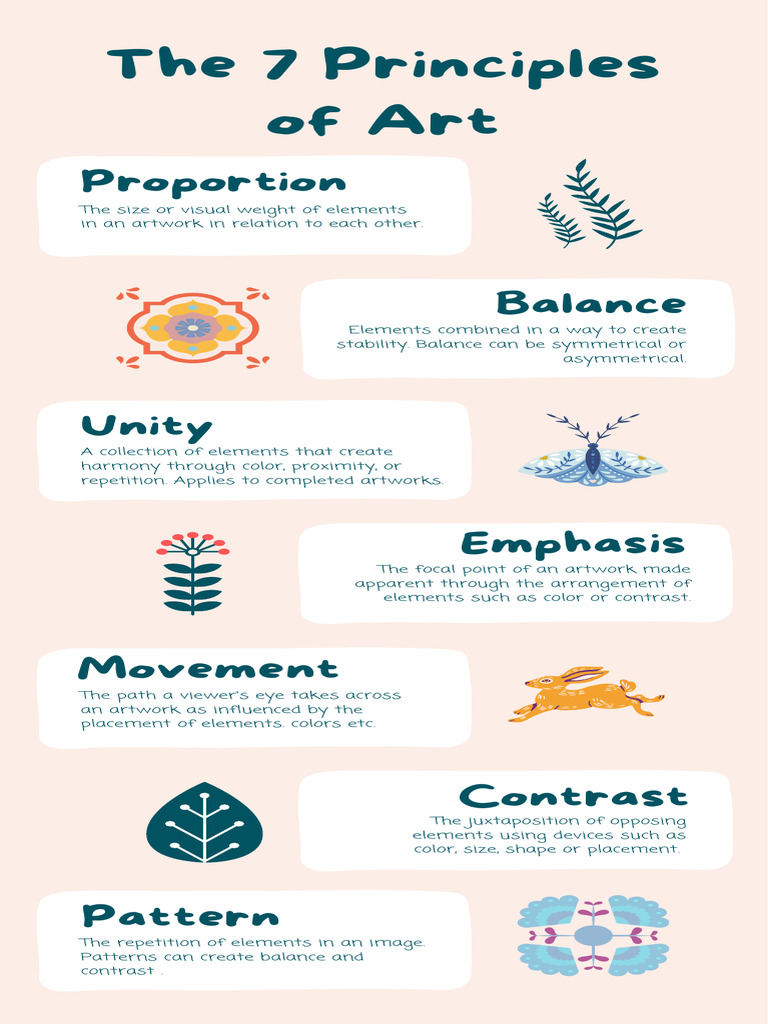 Peach Teal Folkloric Illustrative Principles of Art Infographic | PDF