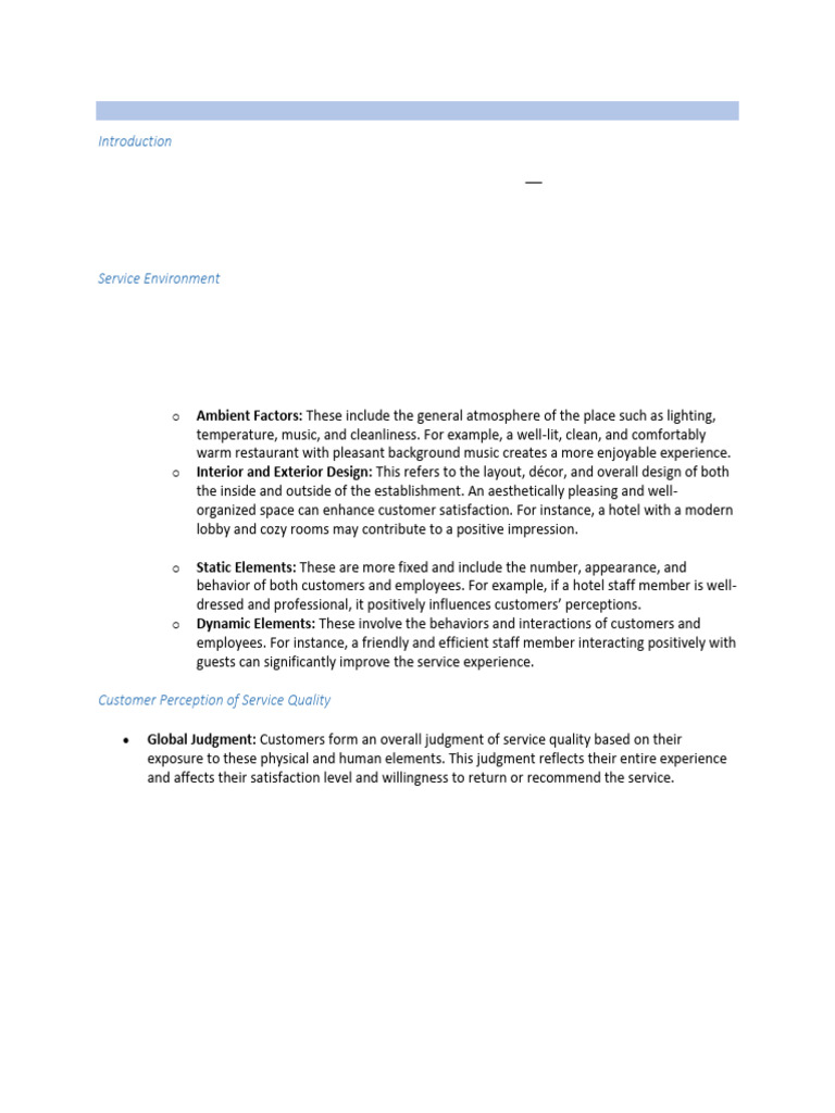Service Environment: CHAPTER 3: Service Environment in Tourism and ...
