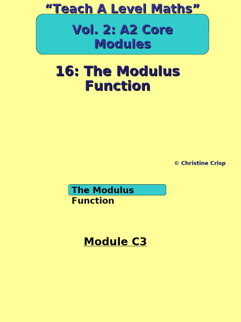 16: The Modulus Function | PDF