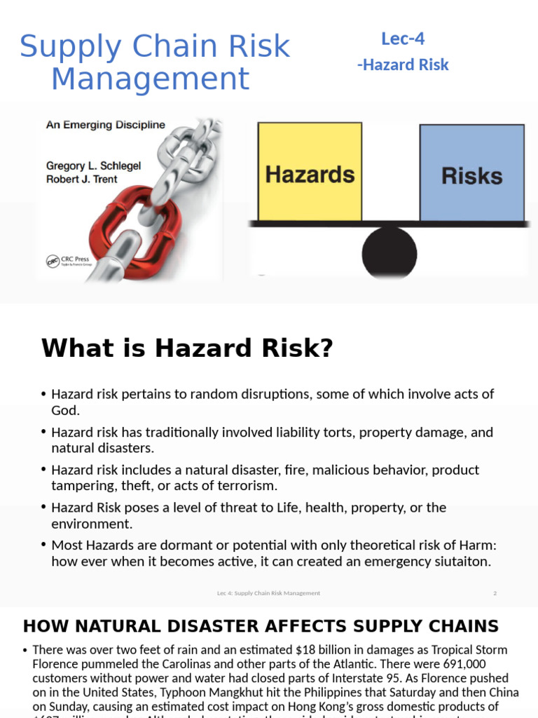 Lec 4 Hazard Risk in SCRM | PDF | Insurance | Finance & Money Management