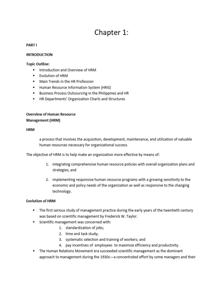 Chapter 1 HRM | PDF