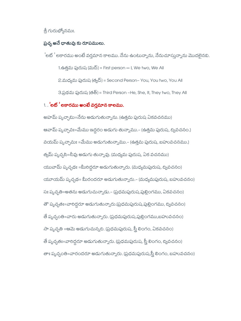 Dhatu Roopa Text | PDF