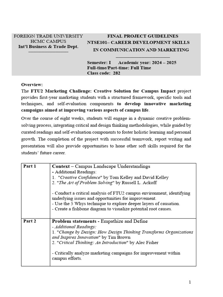 2024 Fall NTSE101 Final Project Guidance | PDF