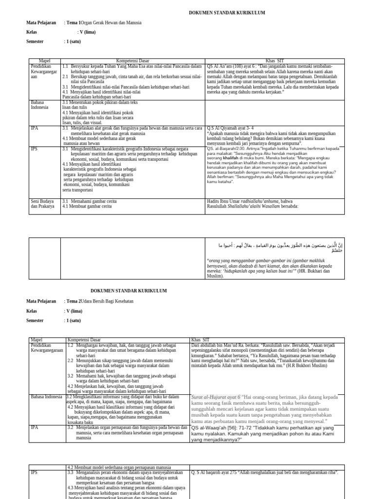 Silabus Kelas 5 | PDF