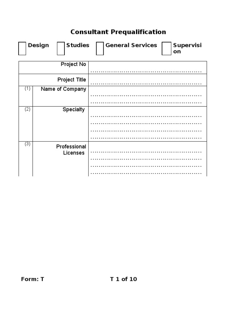 Consultant Prequalification TT01 Form | PDF