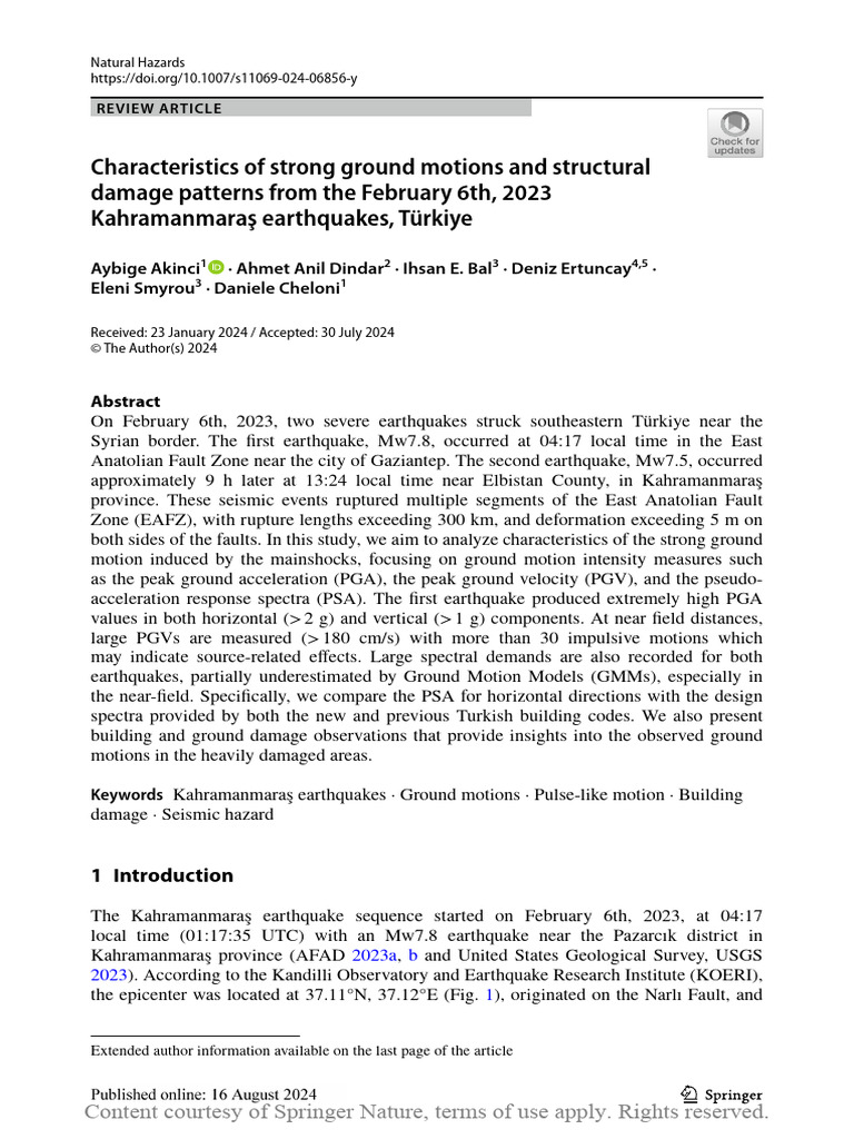 Characteristics of Strong Ground Motions and Struc | PDF