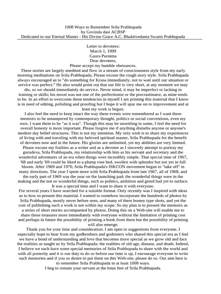 1008 ways to remember srila prabhupada by govinda dasi pdf