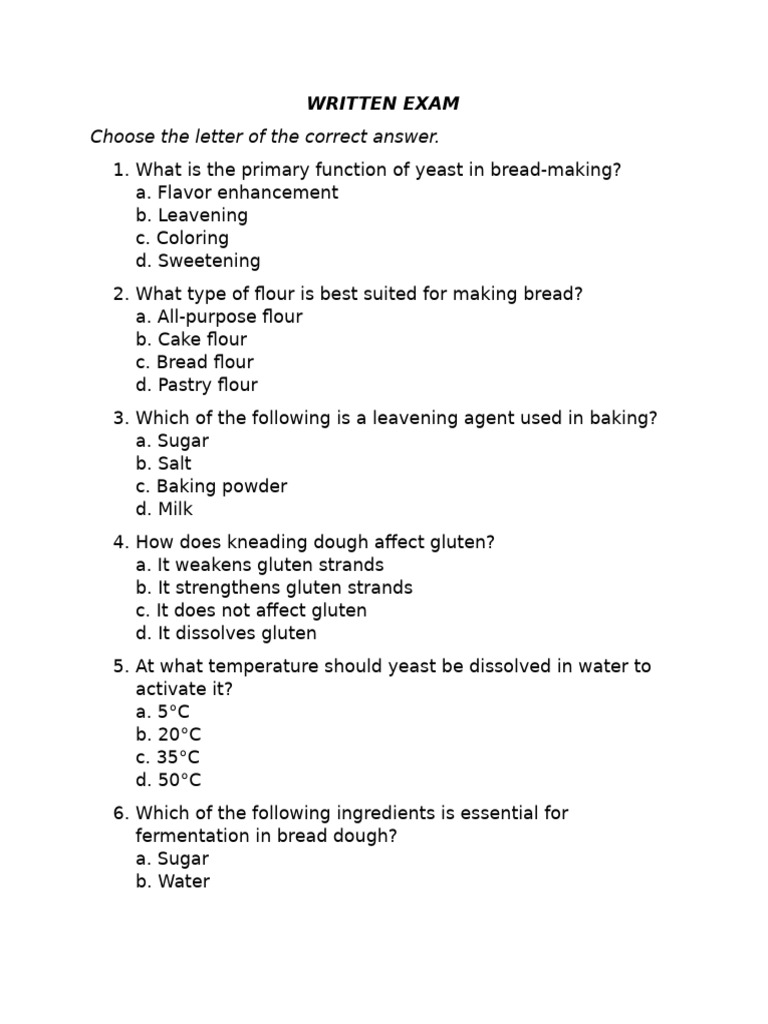 POST TEST For BPP With TOS | PDF | Breads | Baking