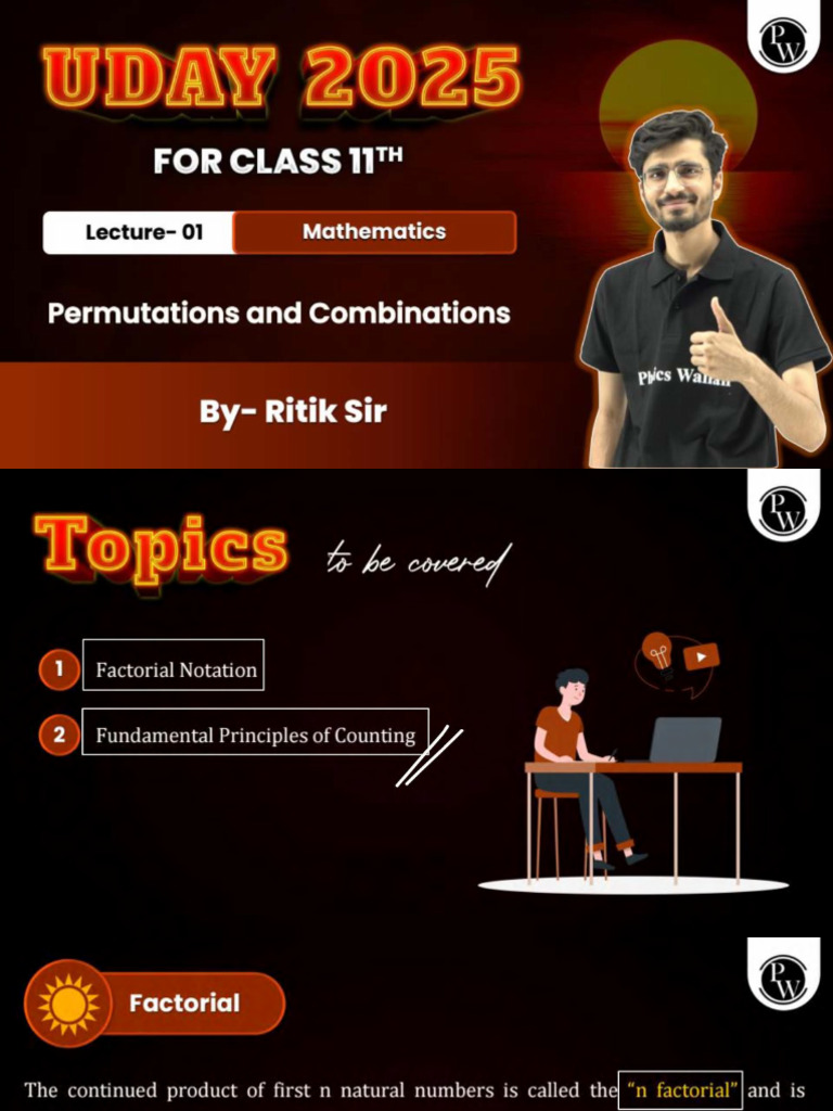 Permutations Combinations 01 Class Notes Uday 2025 | PDF