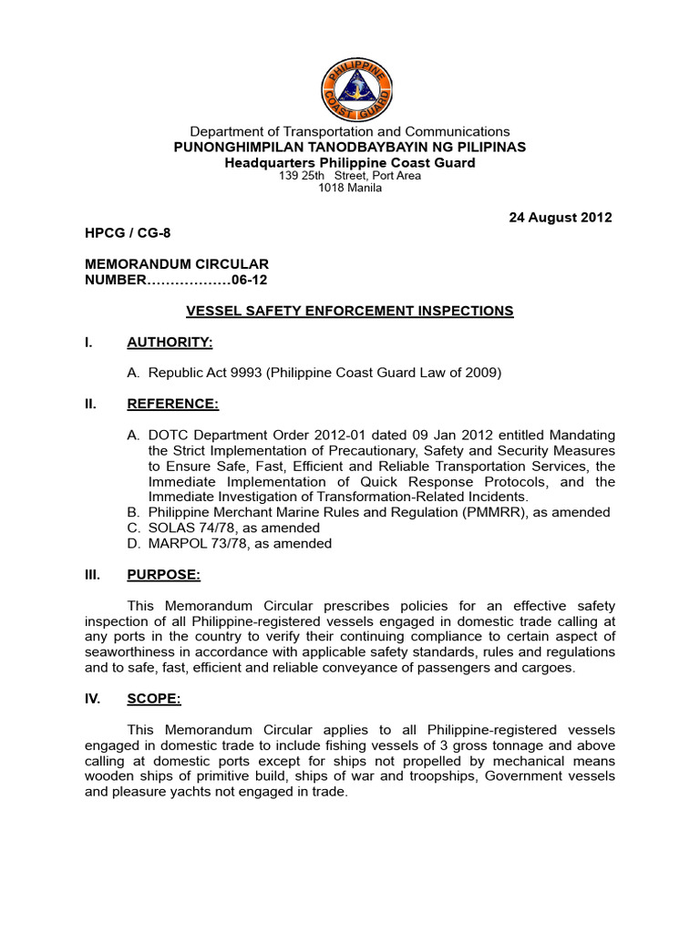 Vessel Safety Enforcement Inspections | PDF | Ships | Safety