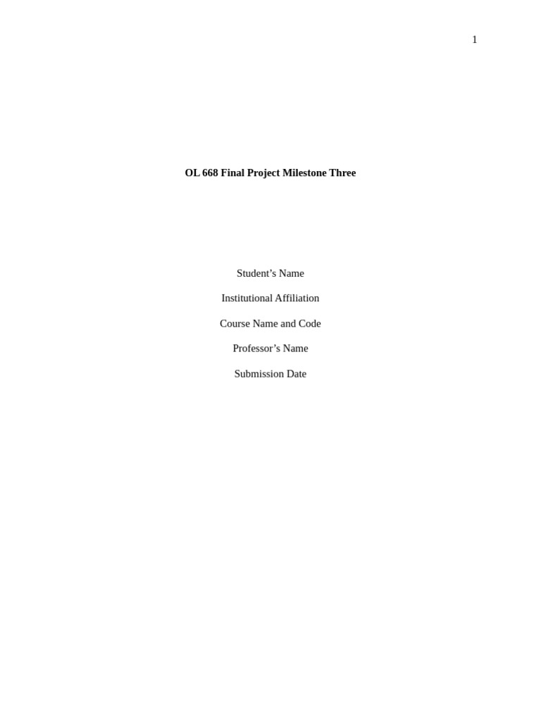 OL 668 Final Project Milestone Three | PDF