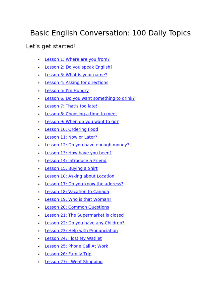 Basic English Conversation Pdf