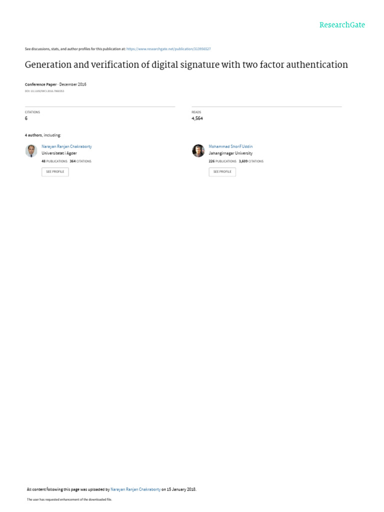 Generation and Verification of Digital Signature With Two Factor ...